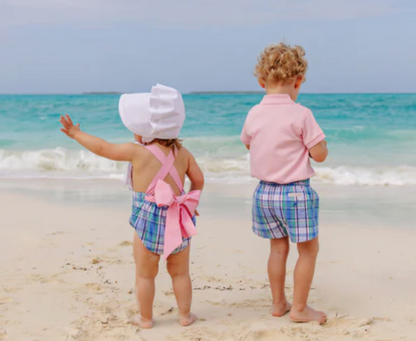 TBBC Sally Sunsuit Lauderdale Pier Plaid / Pier Party Pink Woven