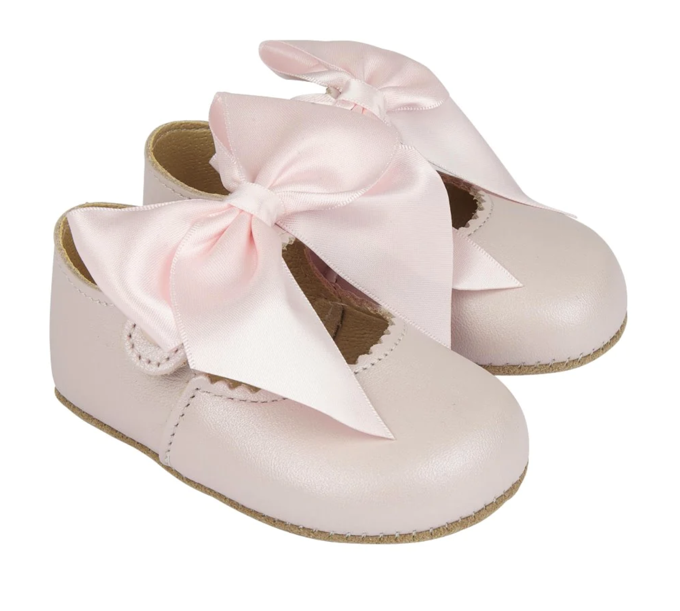 Belle Early Days Pink Pearlised Leather Pre-Walker with Bow
