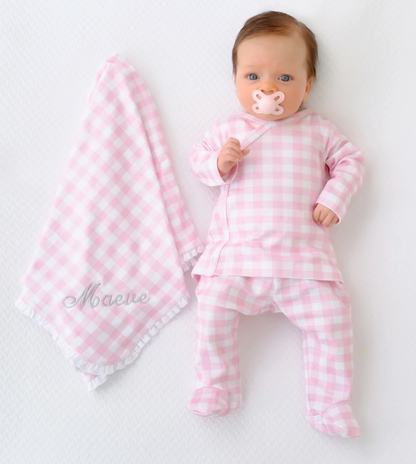 TBBC Baby Buggy Blanket Gingham - Blue or Pink
