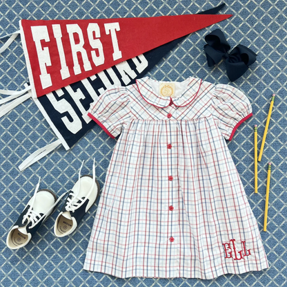 TBBC Tabithas Teachers Pet Dress Whitehall Windowpane/ Richmond Red