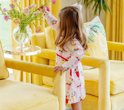 TBBC Lindy's Lunch Dress Broadcloth Pink and Plentiful with Richmond Red