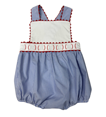WBK Classic Baseball Ric Rac Sunsuit (Girls)