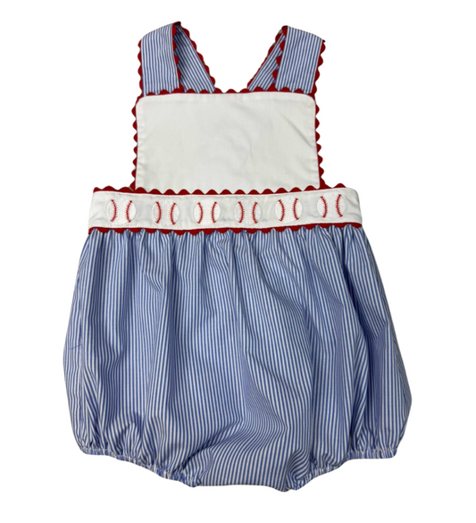 WBK Classic Baseball Ric Rac Sunsuit (Girls)