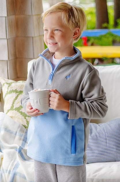TBBC Hayword Half Zip- Fleece- Grantley Grey with Beale Street Blue