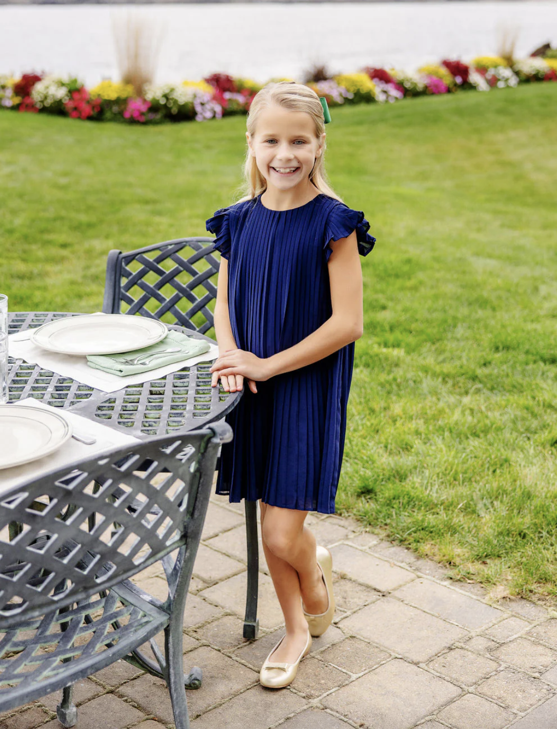 TBBC Piper Pleated Dress Nantucket Navy