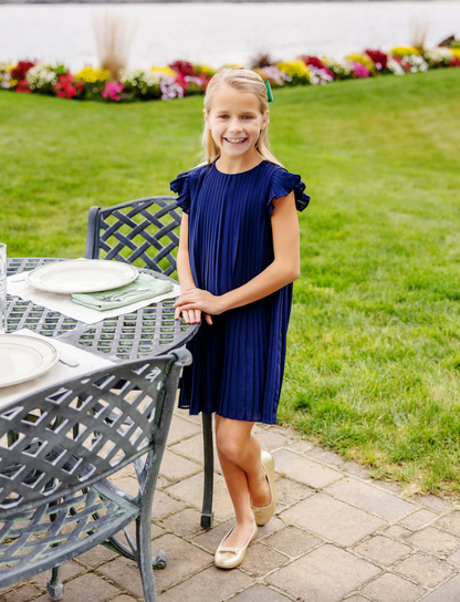 TBBC Piper Pleated Dress Nantucket Navy