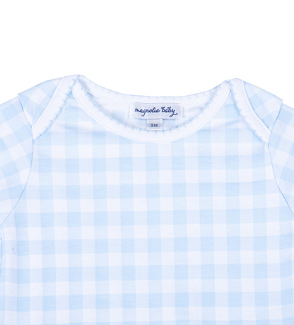 MB Baby Checks Blue SS Lap Bodysuit