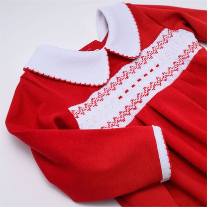 MB Chris Classics Smocked LS Red Unisex Bubble