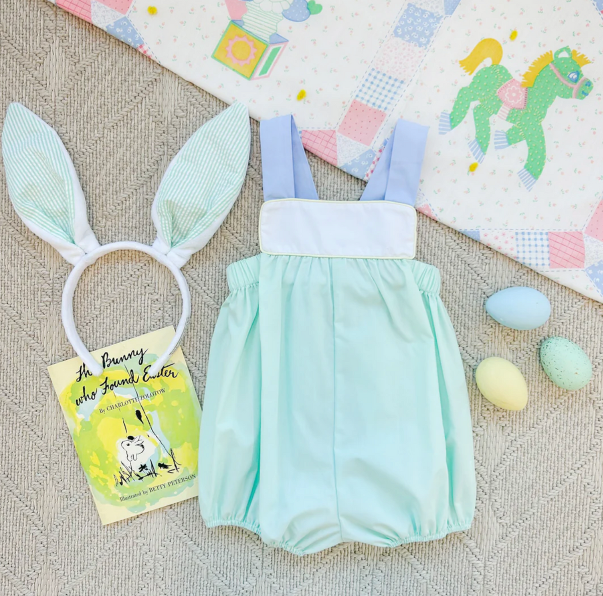 TBBC Samprey Sunsuit Sea Island Seafoam with White, Blue, Yellow