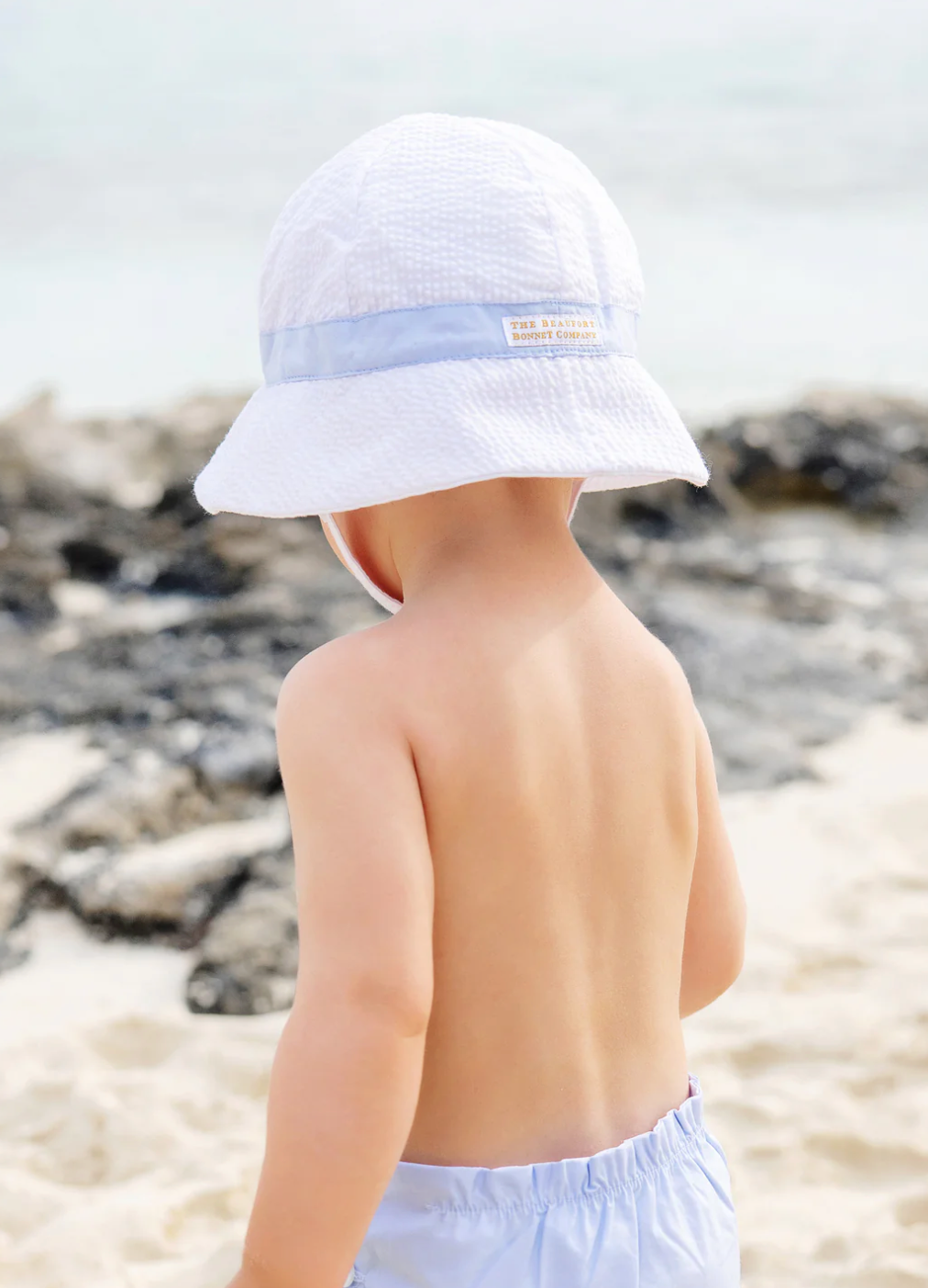 TBBC Henrys Boating Bucket Hat - White Seersucker/Buckhead Blue