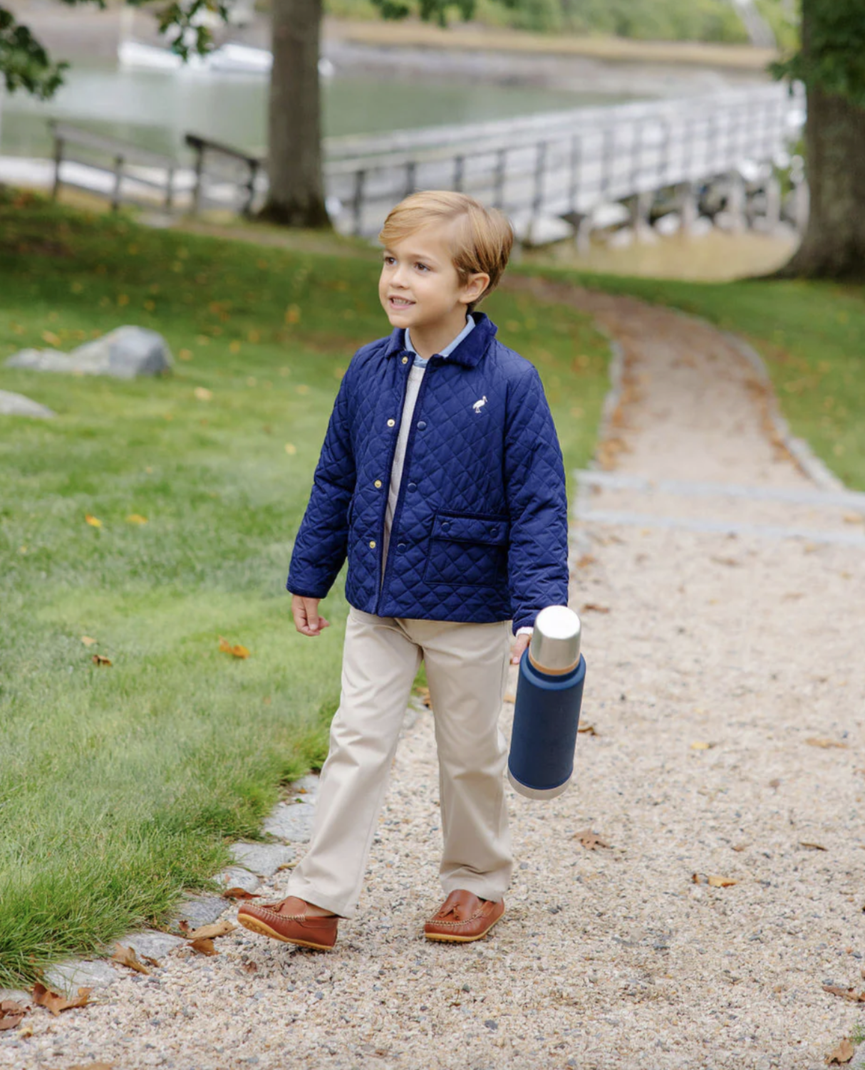 TBBC Caldwell Quilted Coat- Nantucket Navy with Palmetto Pearl