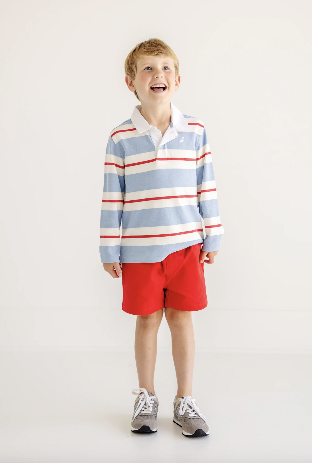 TBBC Rollins Rugby Shirt- Barrington Blue/Richmond Red/PalmettoPearl/White