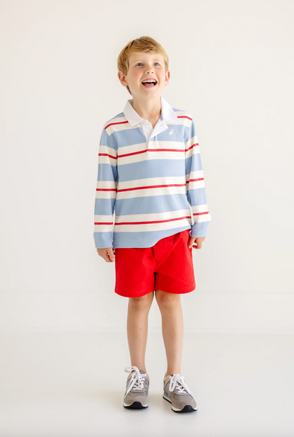 TBBC Rollins Rugby Shirt- Barrington Blue/Richmond Red/PalmettoPearl/White