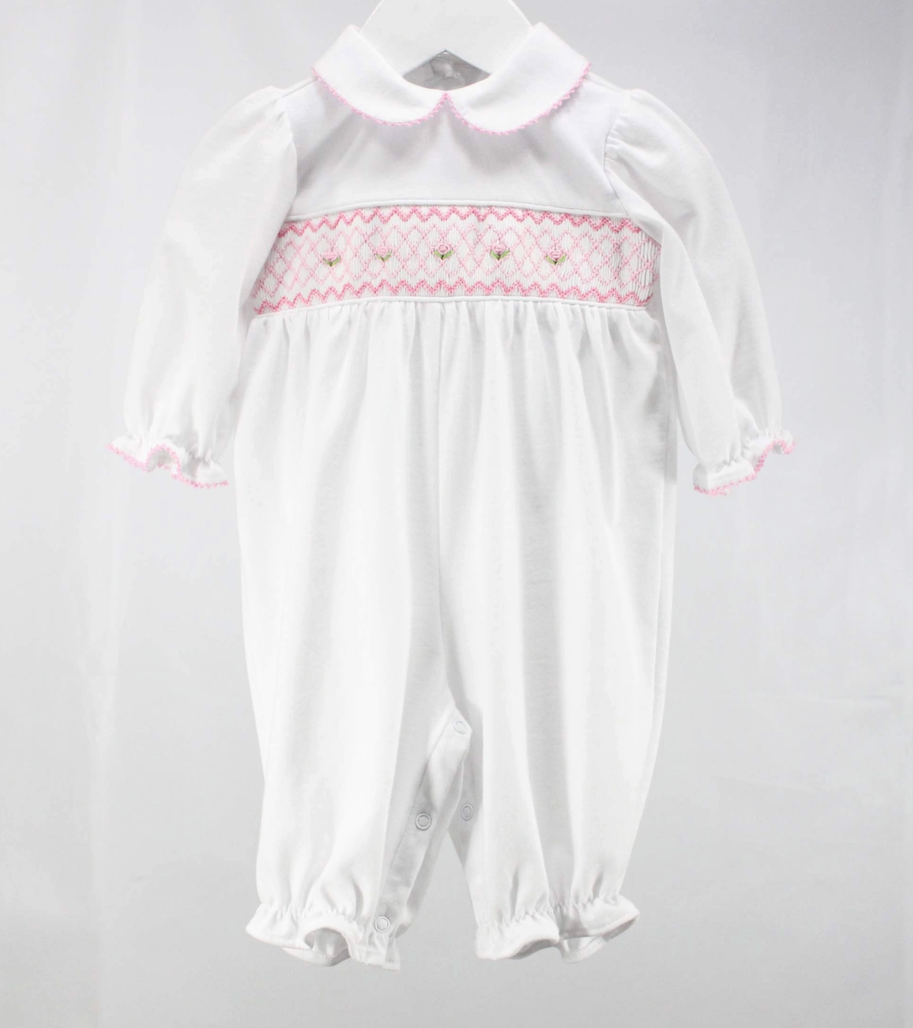 White and Pink Geometric Claire Romper