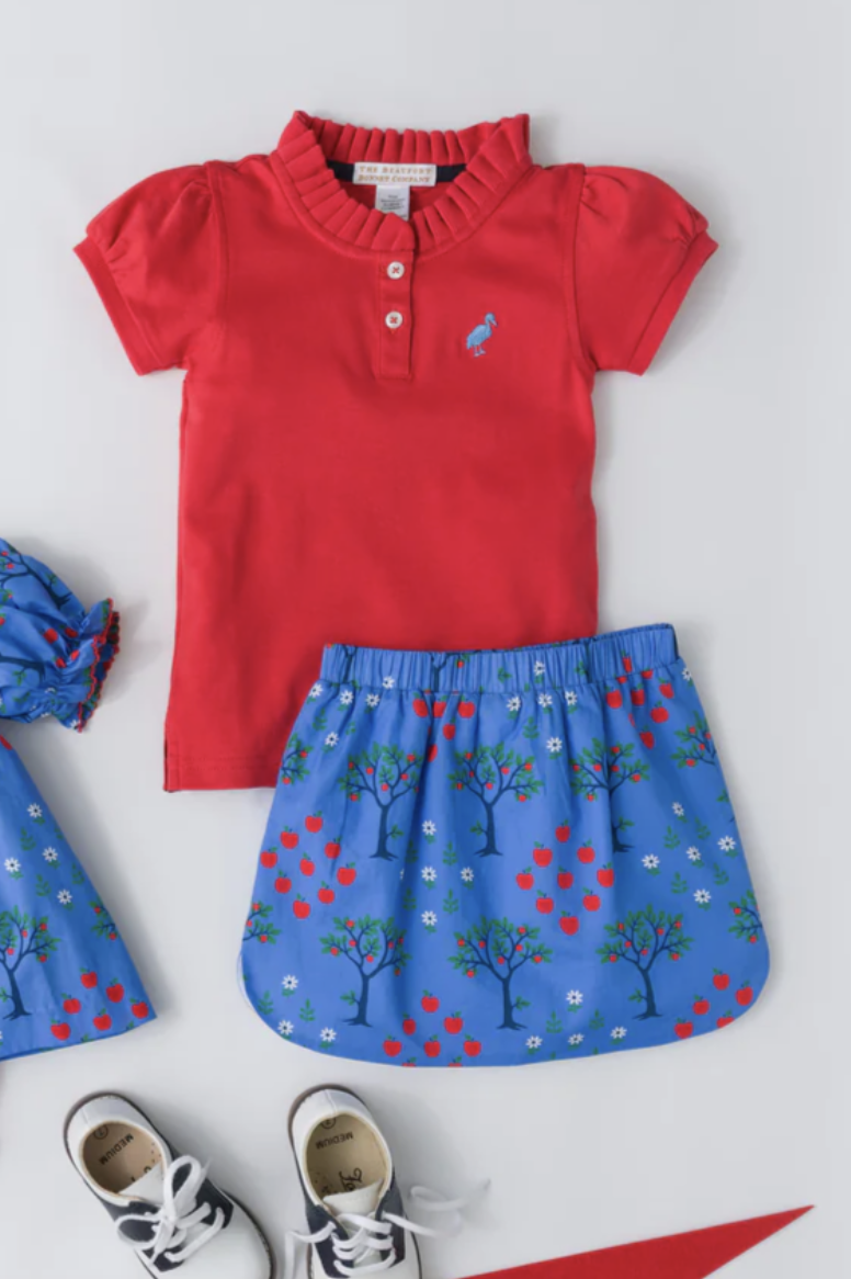 TBBC Little Miss Prim & Proper Polo Richmond Red/ Barbados blue