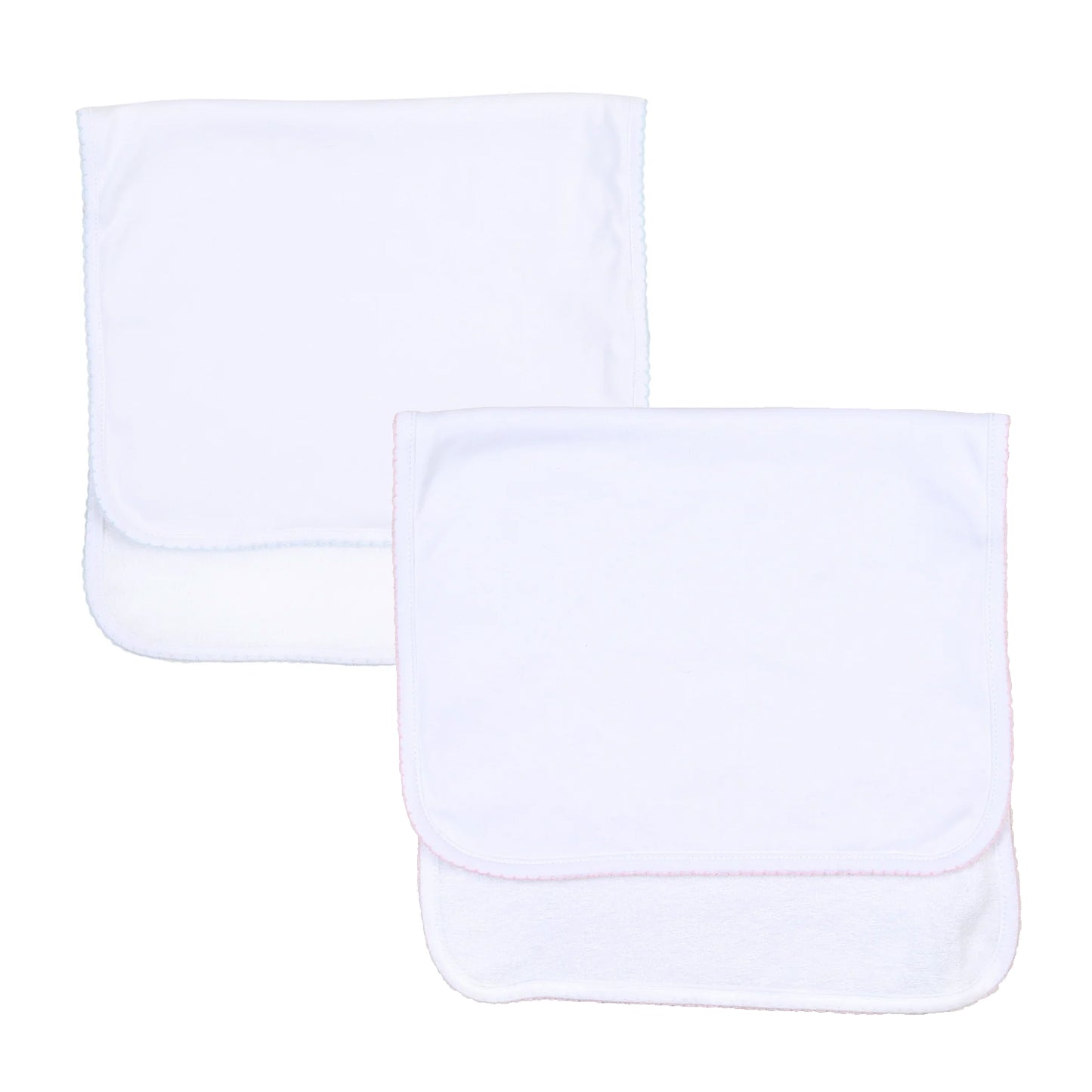MB Essentials White Burp Cloth with Trim (Pink or Blue)