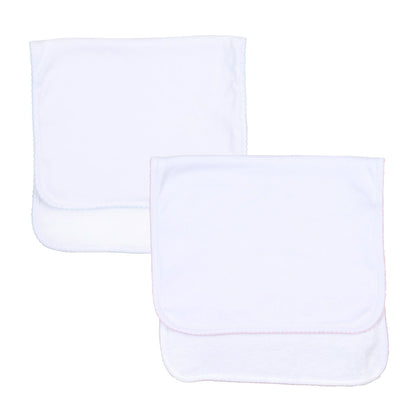 MB Essentials White Burp Cloth with Trim (Pink or Blue)