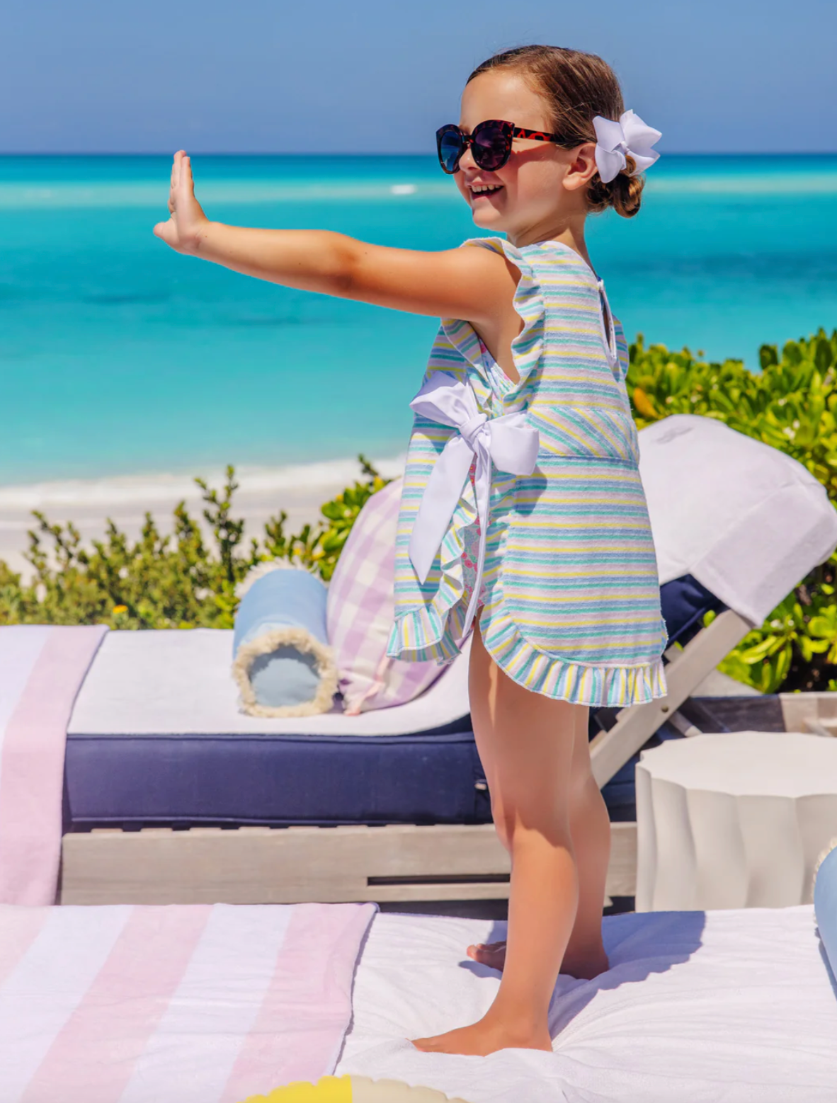 TBBC Carolina Cover Up Siesta Key Stripe (Pink) with White