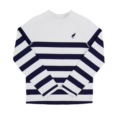 TBBC Walker's Wave Spotter Swim Shirt Nantucket Navy Stripe UPF