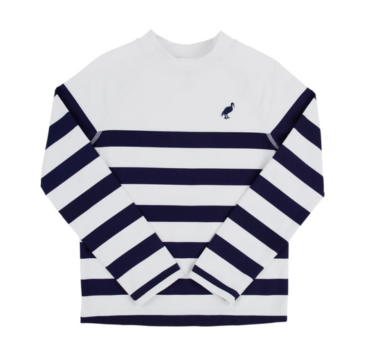 TBBC Walker's Wave Spotter Swim Shirt Nantucket Navy Stripe UPF