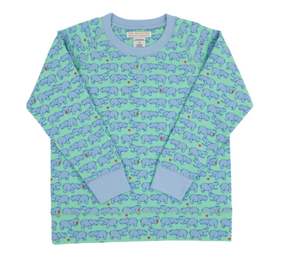 TBBC Cassidy Comfy Crewneck Hugga Hippo Beale St. Blue