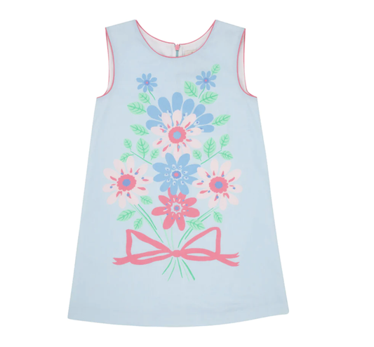 TBBC Anne Charlotte Shift Dress  Buckhead Blue with Engineered Flower