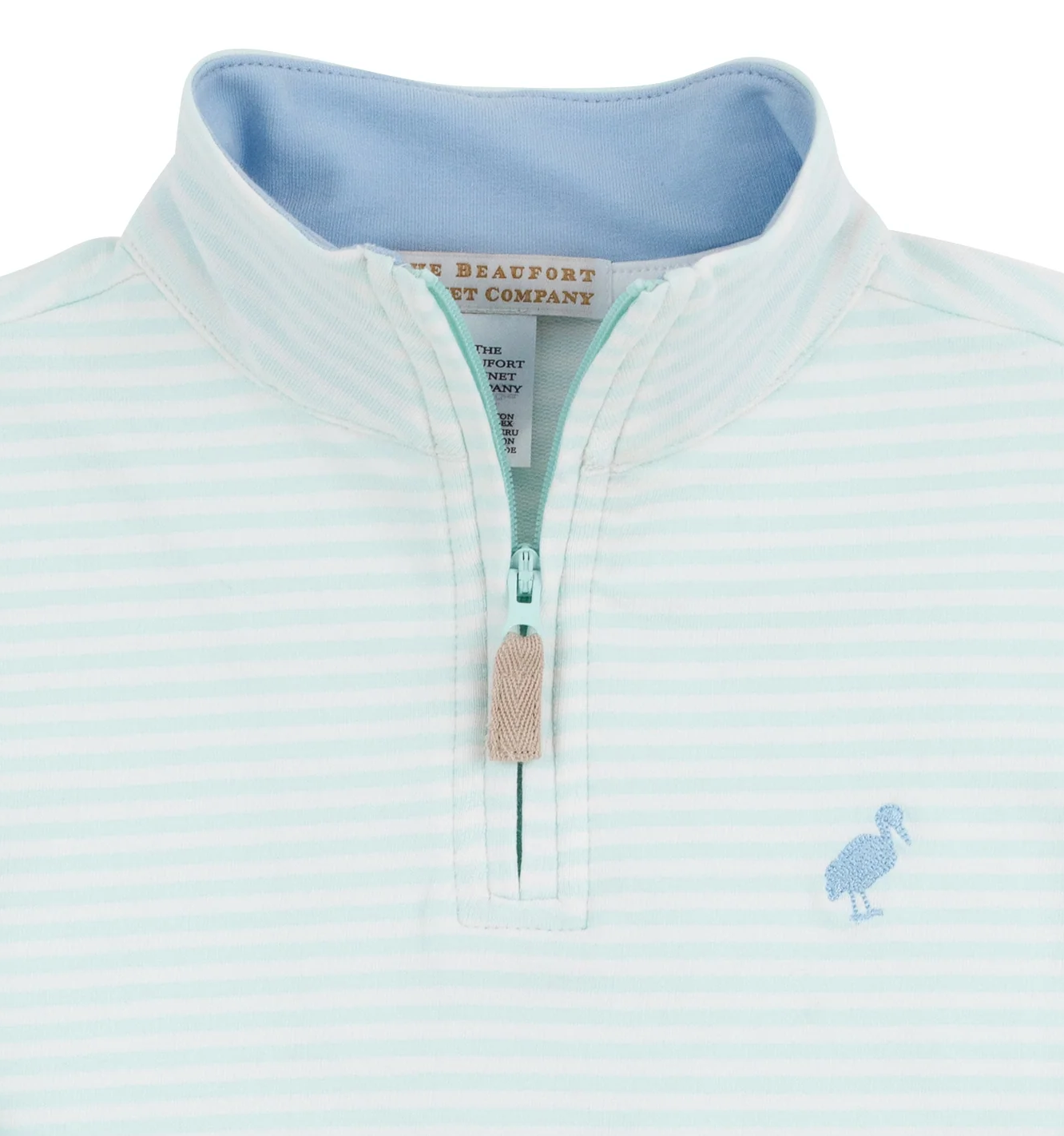 TBBC Hayword Half-Zip Sea Island Seafoam Stripe with Beale St Blue