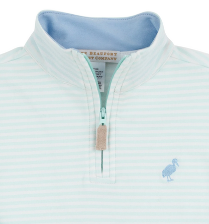 TBBC Hayword Half-Zip Sea Island Seafoam Stripe with Beale St Blue