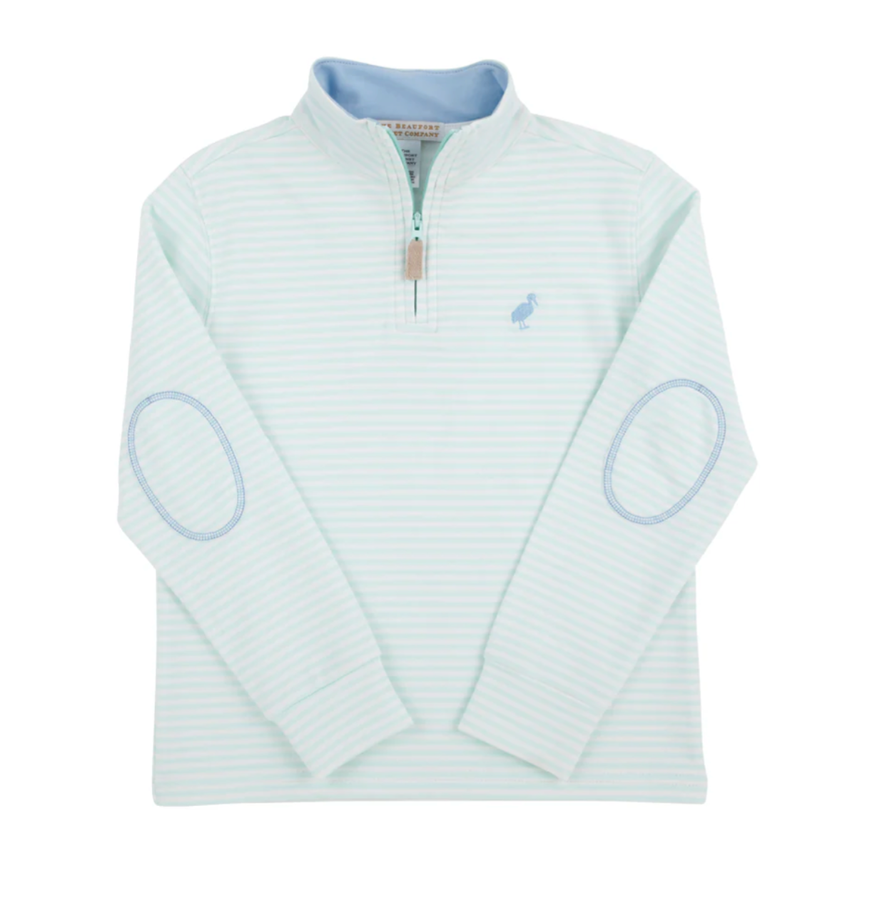 TBBC Hayword Half-Zip Sea Island Seafoam Stripe with Beale St Blue