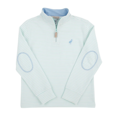 TBBC Hayword Half-Zip Sea Island Seafoam Stripe with Beale St Blue