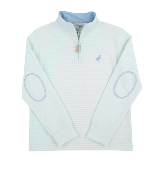TBBC Hayword Half-Zip Sea Island Seafoam Stripe with Beale St Blue