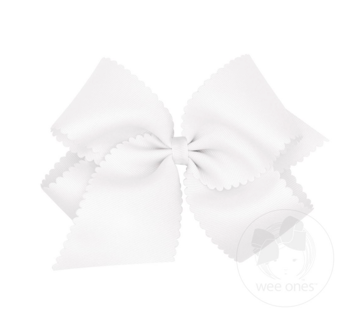 King Grosgrain Hair Bow Scalloped Edge Wee Ones