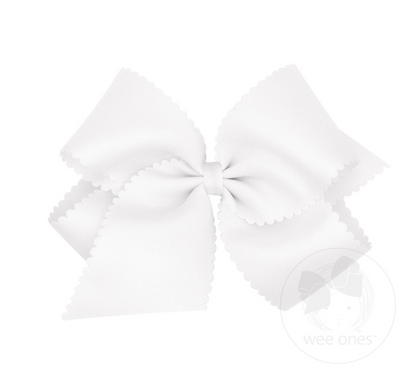 King Grosgrain Hair Bow Scalloped Edge Wee Ones