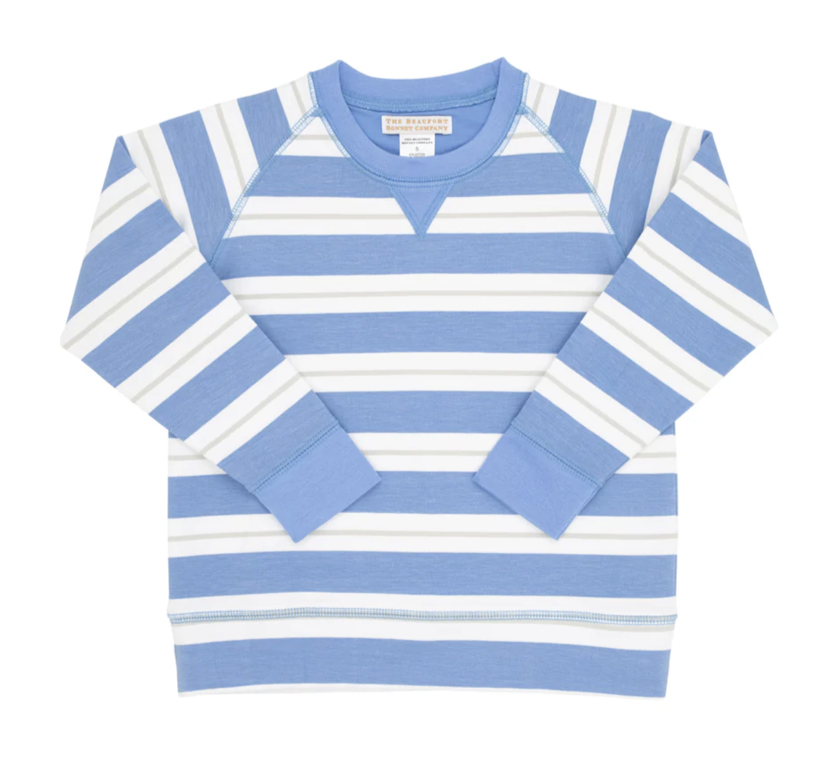 TBBC Cassidy Comfy Crewneck Barbados Blue, Worth Avenue White, & Sandy Springs Stone