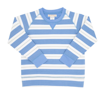 TBBC Cassidy Comfy Crewneck Barbados Blue, Worth Avenue White, & Sandy Springs Stone