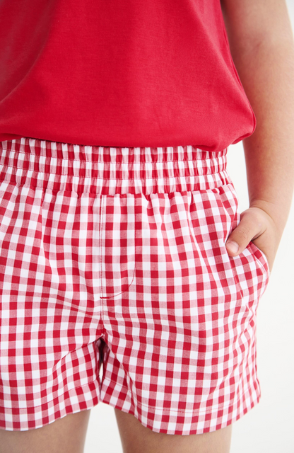 TBBC Sheffield Shorts Richmond Red Gingham (Belhaven Blue Stork)