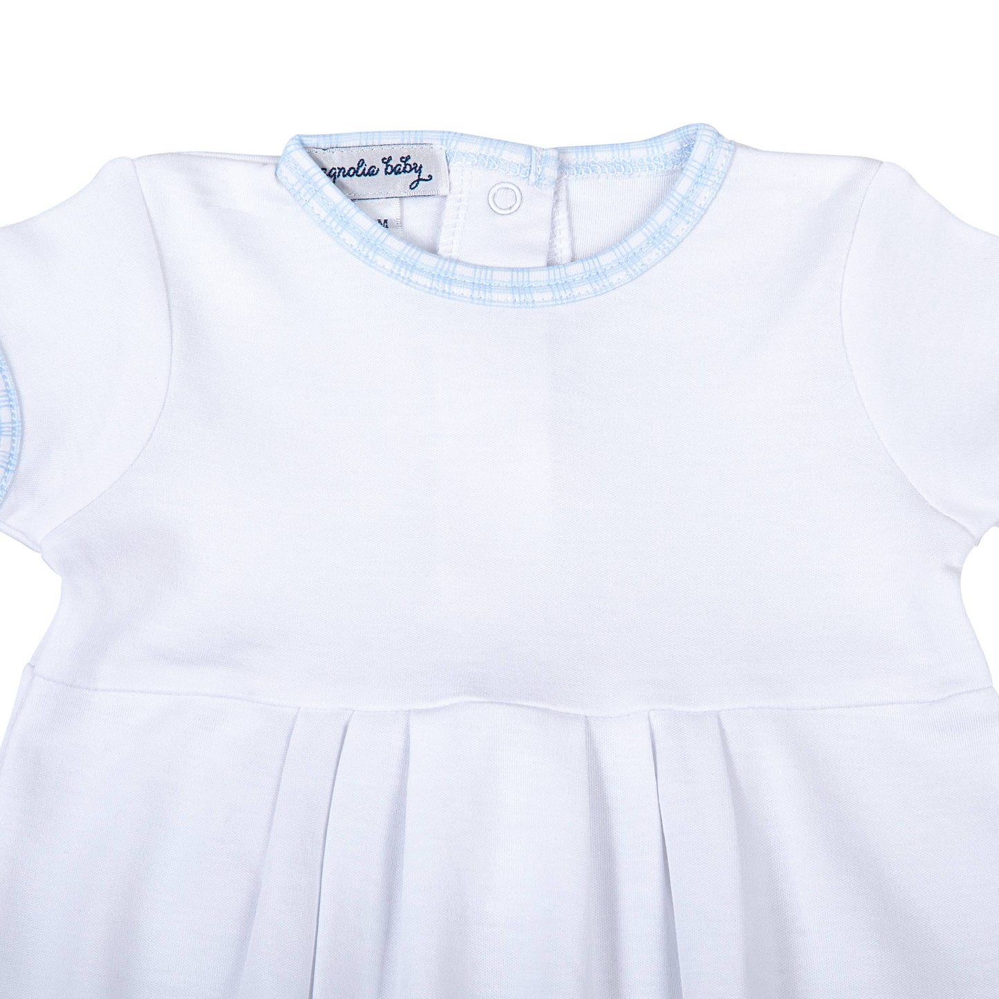 MB New Beginnings Blue S/S Bubble, White with Checkered Trim