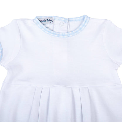 MB New Beginnings Blue S/S Bubble, White with Checkered Trim