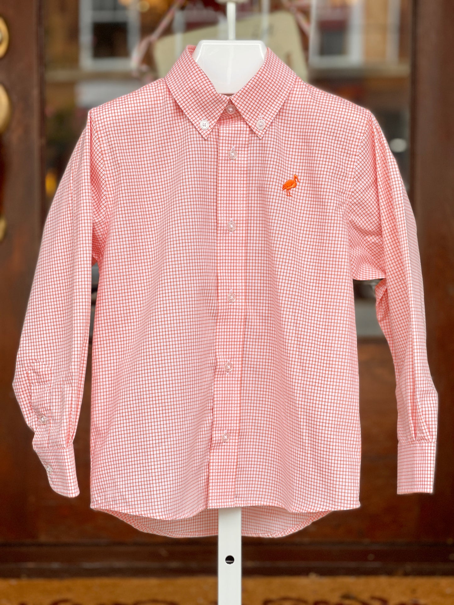 TBBC Deans List Dress Shirt Tangerine Windowpane
